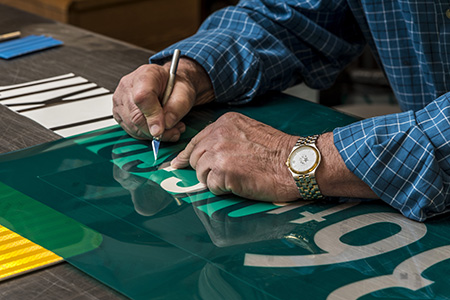 Photograph of making a street name sign